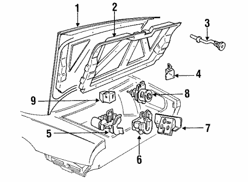 1995 Buick Park Avenue Trunk Lid Weatherstrip Diagram for 25618612