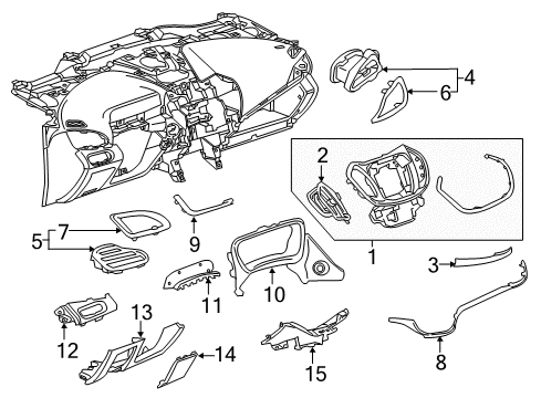 2019 Chevrolet Volt Cluster & Switches, Instrument Panel Center Molding Diagram for 23350867