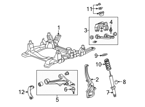 2006 Cadillac SRX Front Suspension Components, Lower Control Arm, Upper Control Arm, Ride Control, Stabilizer Bar Front Shock Absorber Kit Diagram for 19256655