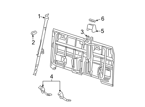 2007 Lincoln Mark LT Rear Seat Belts Retractor Assembly Diagram for 8L3Z-18611B68-AC