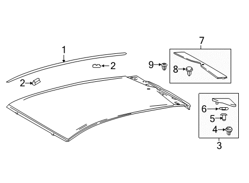 2022 Toyota Prius AWD-e Exterior Trim - Roof Finish Molding Diagram for 75055-47010