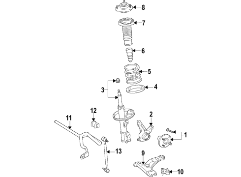2017 Toyota Prius Front Suspension Components, Lower Control Arm, Stabilizer Bar Strut Diagram for 48520-80492