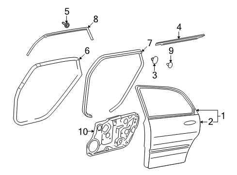 2011 Hyundai Azera Rear Door Weatherstrip Assembly-Rear Door Upper LH Diagram for 83150-3L000