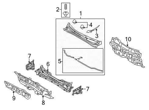 2013 Kia Optima Cowl Insulator-Dash Panel Diagram for 841242T000