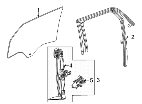 2021 Chevrolet Trailblazer Front Door Glass & Hardware Run Channel Diagram for 42748084