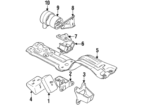 1991 Geo Tracker Engine & Trans Mounting Plate, Engine Mount Body Side Diagram for 30006466