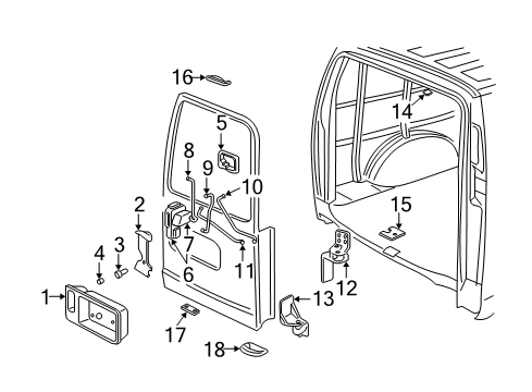 2011 Chevrolet Express 2500 Back Door - Lock & Hardware Handle, Outside Diagram for 23489985