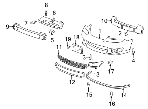 2006 Chevrolet Malibu Front Bumper Upper Support Diagram for 22733551