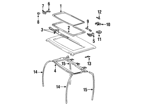 1986 Toyota Pickup Sunroof Holder Diagram for 63254-89104