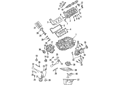 2009 Jeep Commander Engine Parts, Mounts, Cylinder Head & Valves, Camshaft & Timing, Oil Pan, Oil Pump, Balance Shafts, Crankshaft & Bearings, Pistons, Rings & Bearings Stud-Engine Cover Attach Diagram for 53034108AA