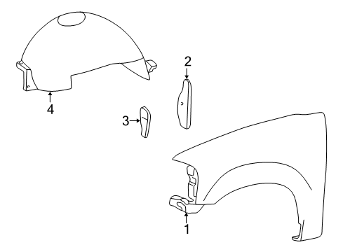 2004 Lincoln Navigator Fender & Components Splash Shield Diagram for 2L7Z-16102-AA