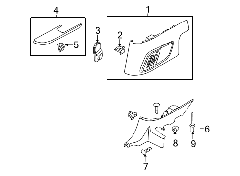 2011 Ford Mustang Interior Trim - Quarter Panels Quarter Trim Panel Diagram for AR3Z-7631113-BA