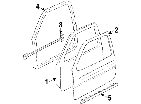 1998 Pontiac Grand Prix Door & Components Sealing Strip Asm-Front Side Door Bottom Auxiliary Diagram for 10290647