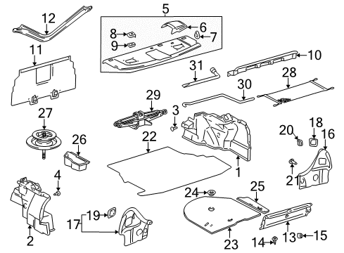 2000 Toyota Avalon Interior Trim - Rear Body Spare Clamp Diagram for 64777-32030