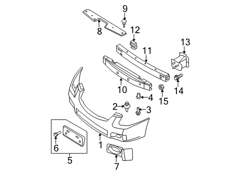 2008 Nissan Maxima Front Bumper Armature Assy-Front Bumper Diagram for 62030-8J000