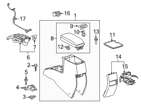 2011 Scion xB Center Console Center Console Diagram for 58910-12820-B0