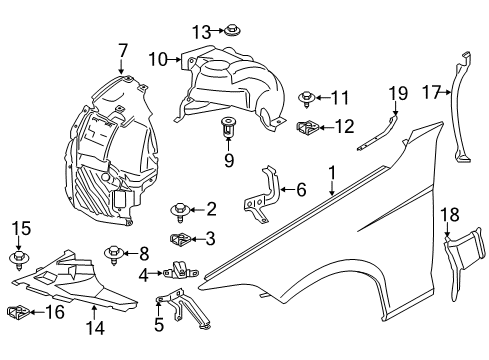 2018 BMW 440i xDrive Fender & Components Cover, Wheel Arch, Frontsection, Front Left Diagram for 51717260731