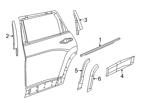 2022 Jeep Cherokee Exterior Trim - Rear Door APPLIQUE-B Pillar Diagram for 68102576AC