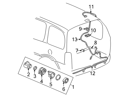 2005 Pontiac Montana Electrical Components Distance Sensor Diagram for 89047103