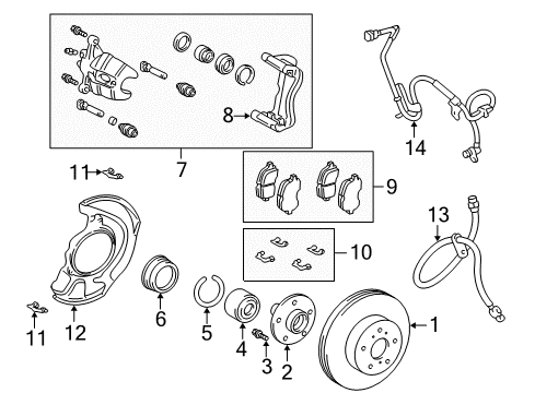 2002 Lexus RX300 Front Brakes Plate, Pad Support Diagram for 47716-48050