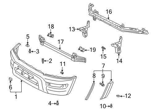 1998 Toyota RAV4 Front Bumper Flare Extension Pad Diagram for 53851-42100-B0