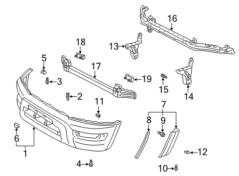 1998 Toyota RAV4 Front Bumper Extension Grommet Diagram for 94115-40500