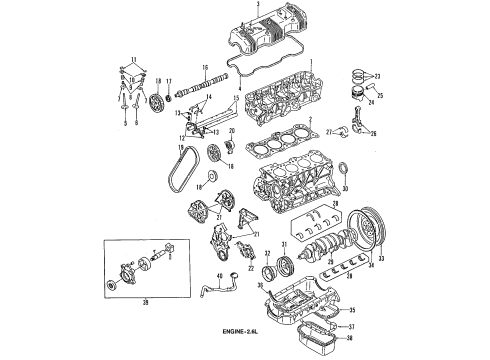 1994 Honda Passport Engine Parts, Mounts, Cylinder Head & Valves, Camshaft & Timing, Oil Pan, Oil Pump, Crankshaft & Bearings, Pistons, Rings & Bearings Oil Seal, Crankshaft Diagram for 8-97025-206-0