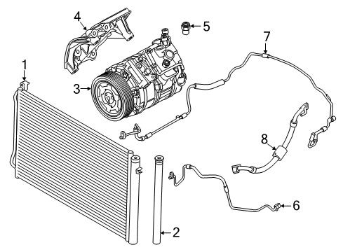 2013 BMW 128i A/C Condenser, Compressor & Lines Air Conditioning Compressor With Magnetic Coupling Diagram for 64509180549