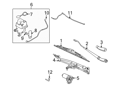 2006 Mercury Montego Wiper & Washer Components Washer Hose Diagram for 5G1Z-17K605-BA