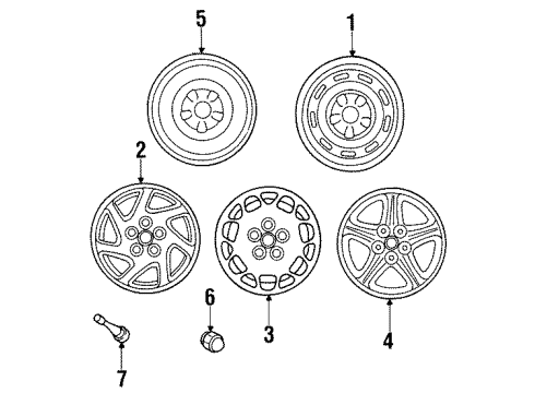 1995 Nissan Maxima Wheels Spare Tire Wheel Assembly Diagram for 40300-0P070