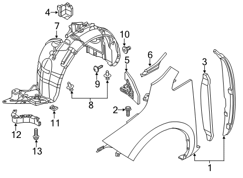 2017 Nissan Leaf Fender & Components PROTCT Front Fender L Diagram for 63843-3NF0A