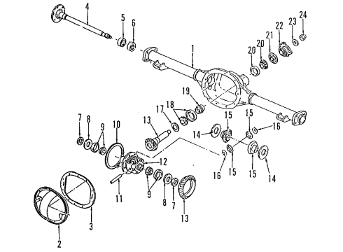1994 Honda Passport Rear Axle, Differential, Propeller Shaft Cage, Differential Diagram for 8-26040-375-0