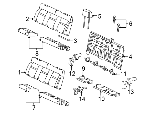 2008 Ford F-150 Rear Seat Components Seat Cover Diagram for 7L3Z-1863804-DA