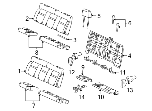 2008 Ford F-150 Rear Seat Components Seat Cover Diagram for 7L3Z-1863805-DA