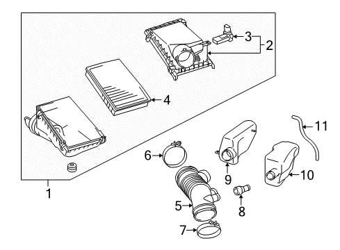 2014 Lexus GX460 Powertrain Control Resonator, Intake Air Diagram for 17893-38040