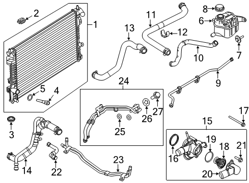 2015 Ford Police Interceptor Utility Radiator & Components Cooler Pipe O-Ring Diagram for BB5Z-19E572-C