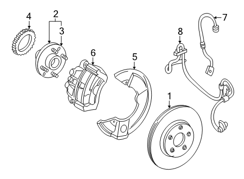 2004 Mercury Monterey Front Brakes Wheel Stud Diagram for 3F2Z-1107-AA