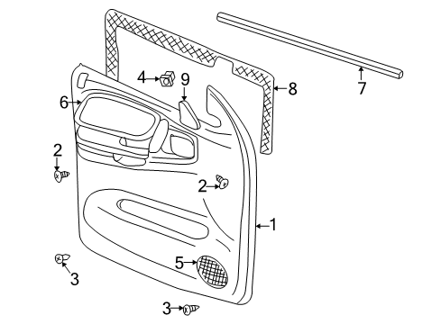 2002 Dodge Durango Interior Trim - Front Door Seal-Door Diagram for 55256706AE