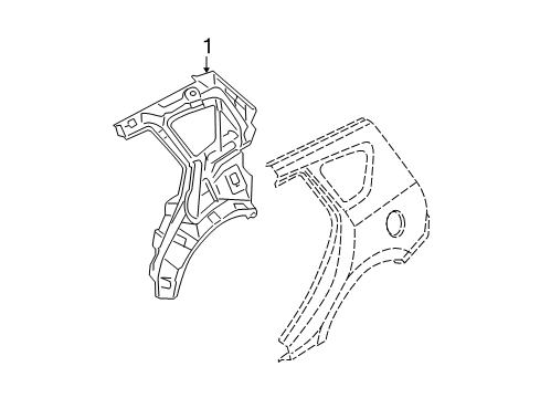 2011 Hyundai Elantra Inner Structure - Quarter Panel Panel Assembly-Quarter Inner, LH Diagram for 71601-2L210