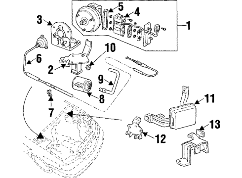 1997 Acura CL Cruise Control System Bracket, Unit Diagram for 39405-SV4-A00