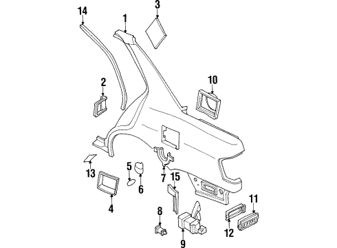 1996 Infiniti I30 Quarter Panel & Components, Exterior Trim Base-Filler Lid Diagram for 78120-51U00