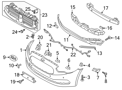 2016 Kia K900 Parking Aid Piece-Side Grille Lower Diagram for 865683T000