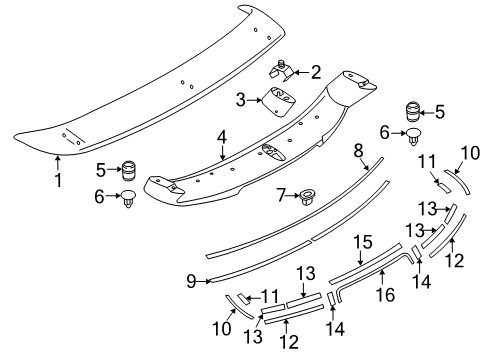 2011 Nissan 370Z Rear Spoiler Packing Diagram for 76848-51S00