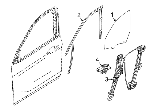 2021 BMW X2 Front Door Window Guide For Trim Front Door Right Diagram for 51337420808