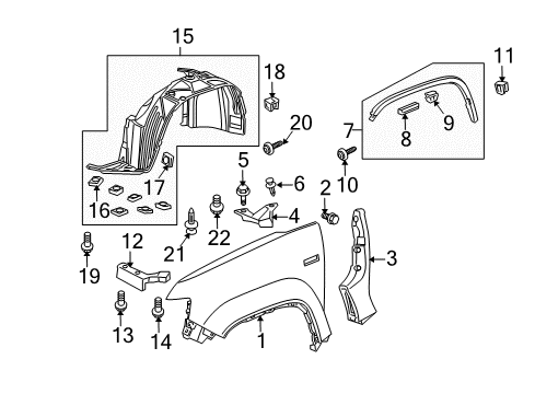 2010 Honda Element Fender & Components Fender, Right Front (Inner) Diagram for 74101-SCV-A80