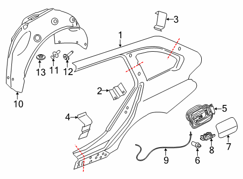 2017 BMW 328d xDrive Quarter Panel & Components Cover Pot Diagram for 51177238100