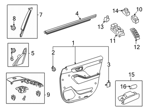 2021 Toyota Highlander Front Door Mirror Switch Diagram for 84872-0E130