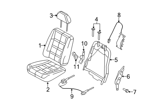 2007 Ford Five Hundred Front Seat Components Seat Cushion Diagram for 5G1Z-5462900-AAA