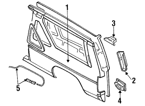 1988 Nissan Pathfinder Quarter Panel & Components Cable Assy-Gas Filler Opener Diagram for 78822-41G00