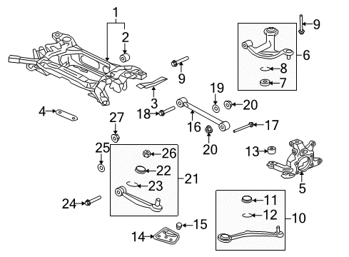 2013 Mitsubishi Lancer Rear Suspension Components, Lower Control Arm, Upper Control Arm, Stabilizer Bar Nut-Lower Arm Diagram for MU432101